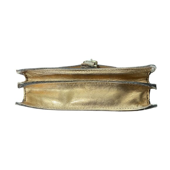 Patricia Nash Crossbody Bag Cassano Herringbone Tweed Buckled Tan Gold Cream - Picture 8 of 10